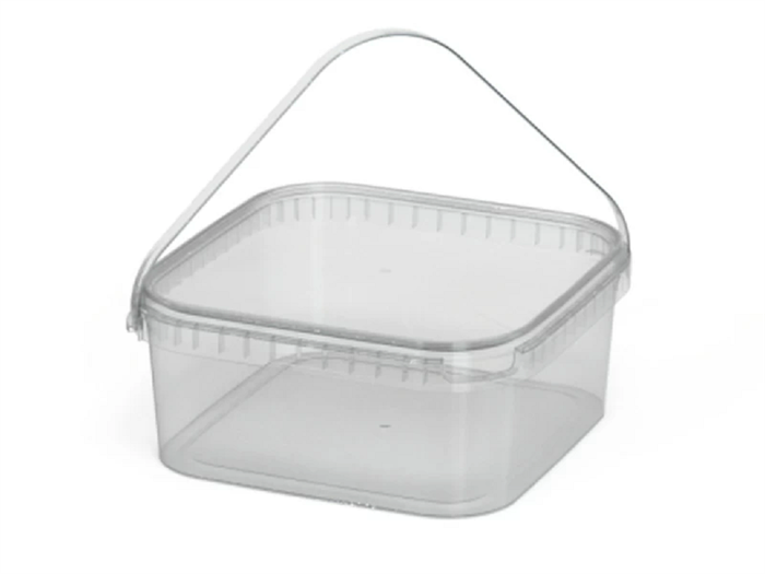 Дигрус Ведро квадратное пластиковое 2,3 литра с крышкой, прозрачное ВП-2,3/Д ВП-2,3/Д