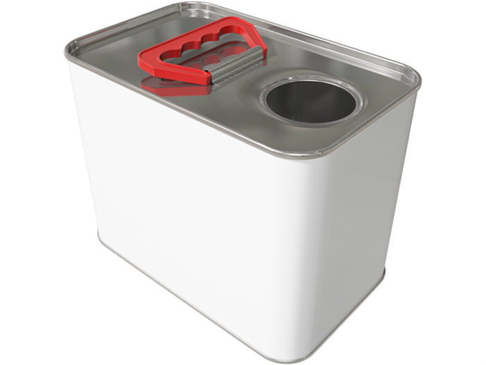 Дигрус Канистра металл 2л. прямоугольная, с ручкой пластик, с отверстием под берикап 42мм, белая КМП-2-Б/Д