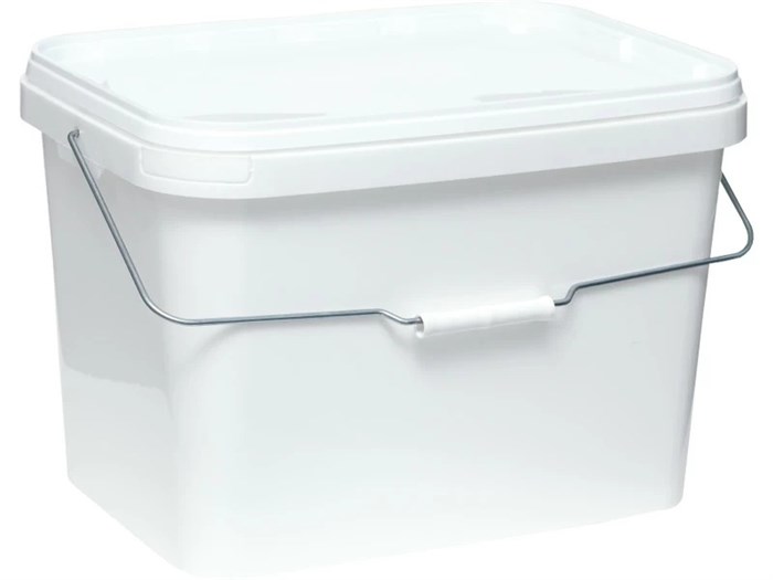 Ведро п/п 20л. прямоугольное, с металлической ручкой,  цв. белый ВП-20-Б/Д ВП-20-Б/Д