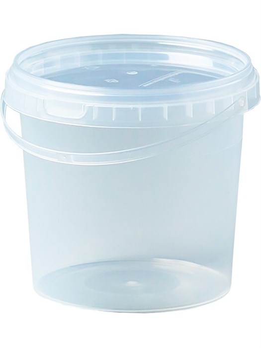 Ведро пластиковое 1л  круглое с ручкой и крышкой, прозрачное ВП-1П/Д ВП-1П/Д