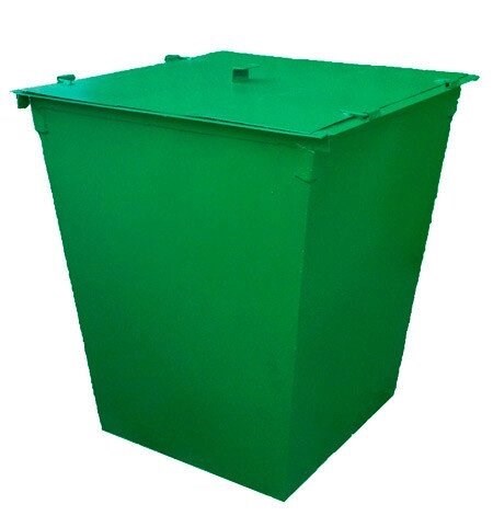 Контейнер металлический 0,75 м3 с крышкой, без колес, толщина металла - 2 мм КМ0,75к-2,0/Д