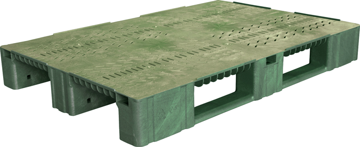 Дигрус Паллет 1200х800х150 мм (перфорированный на 3-х полозьях) зеленый арт ПП-12х80х15-З/Д ПП-12х80х15-З/Д