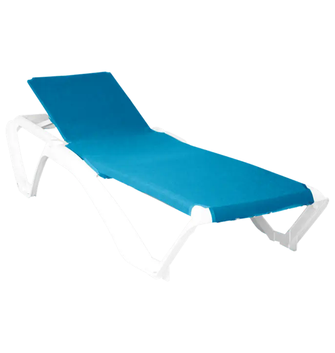 Шезлонг МАЙЯМИ белый с бирюзовой тканью 13836