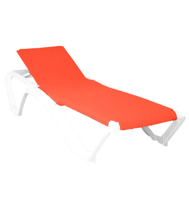 Шезлонг МАЙЯМИ белый с оранжевой тканью 13838