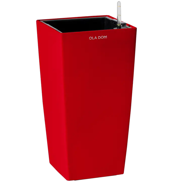 Кашпо квадратное ДЕЛЮКС ЛОНГ красное 80 литров 13911