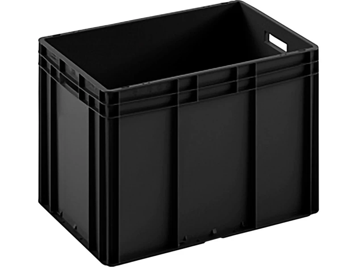 Дигрус Пластиковый ящик(евроконтейнер) 600х400х420 черный, с гладким дном, с ручками ЯС-EC6442.1-Ч/Д ЯС-EC6442.1-Ч/Д