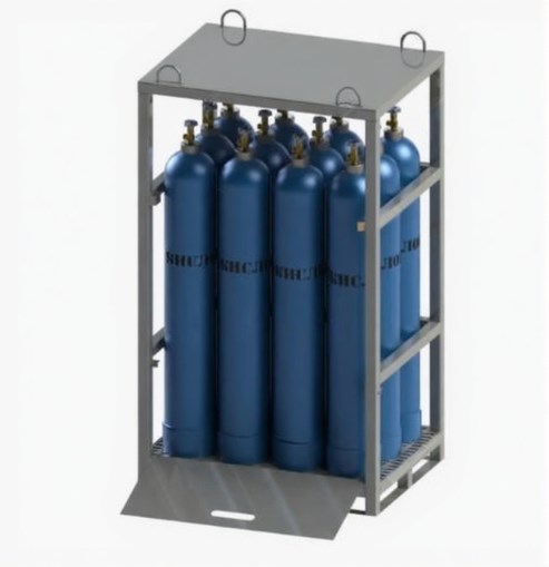 Дигрус Контейнер КГБ-12К металлический с крышей для 12-ти газовых баллонов ф230 мм KGB-12K