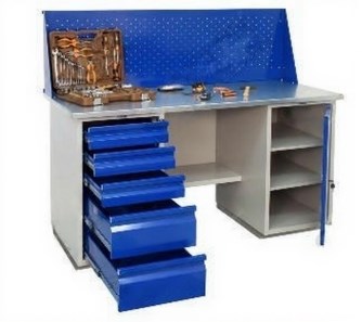 Дигрус Верстак 1600Х700Х866 мм с драйвером и тумбой (слесарный) V-1600-700-866-DT