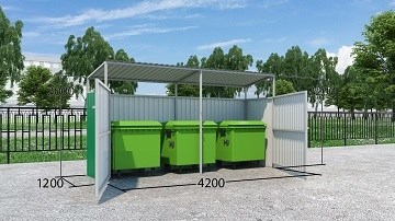 Контейнерная площадка Дигрус на 3 бака с  воротами 15448