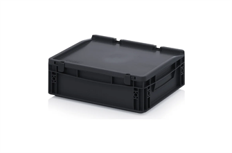 Антистатическая тара (контейнер) Дигрус с крышкой на шарнире 400х300х135 АнК.КШ43.12-С/Д АнК.КШ43.12-С/Д