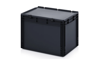 Антистатическая тара (контейнер) Дигрус с крышкой на шарнире 600х400х435 АнК.КШ64.42-С/Д АнК.КШ64.42-С/Д