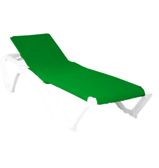 Шезлонг МАЙЯМИ белый с зеленой тканью 13837