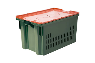 Ящик Дигрус п/э перфорированный 600х400х300 зелёный с оранжевой крышкой Я/ПЕРФ-6430-КР-О/Д Я/ПЕРФ-6430-КР-О/Д